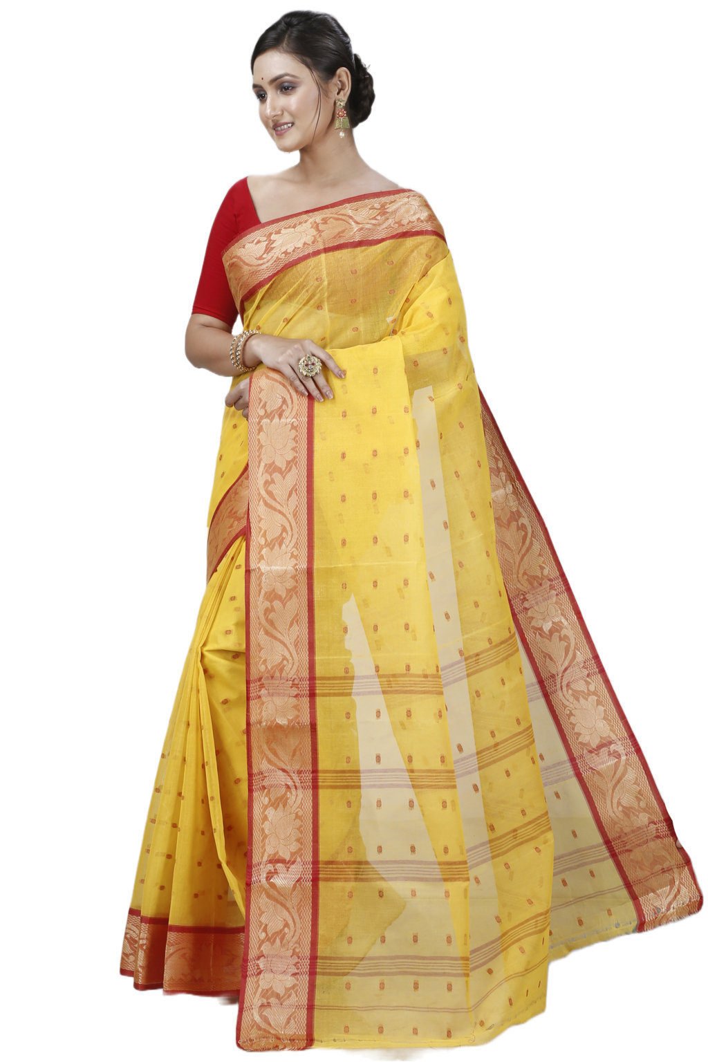 Yellow Pure Cotton Unnati Tant Saree (1173)